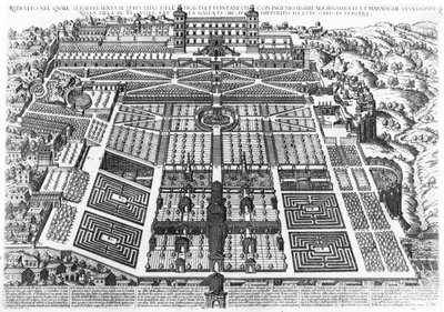 1575年，埃斯特别墅和花园的景色 作者 马里奥·卡塔罗（Mario Cartaro）